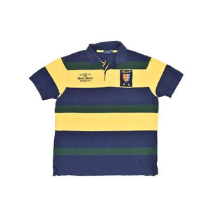 Polo Ralph Lauren Mens Rugby Polo Striped Gold Green Navy Blue Size 2XLT